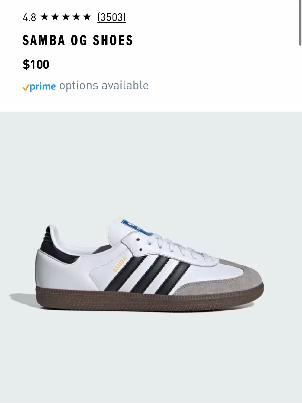 adidas Samba Men Sneakers - White / Black / Gray